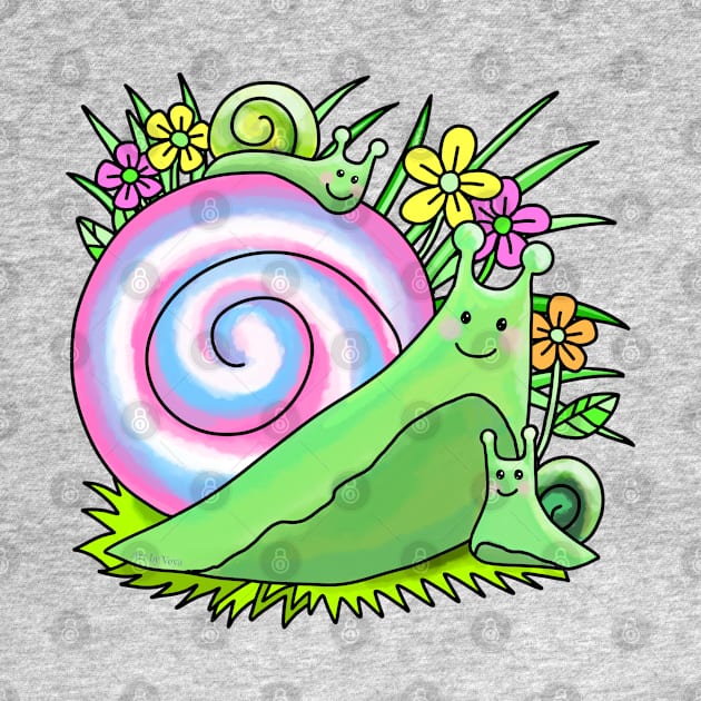 Snail with baby snails by Art by Veya